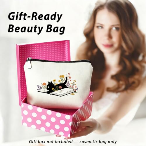 Cute Black Cat Flowers Make Up Bags for Women, Toiletry Bags, Make Up Travel Bag Organizer, Cute Black Cat Gifts for Women & Teen Girls, Cats Gifts Lovers - color: 02-Cat(03)
