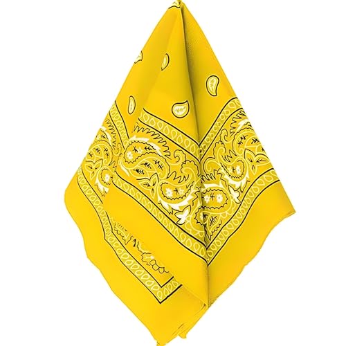 Amscan womens Paisley Bandana - color: Yellow, size: 20" x 20", 1 Piece