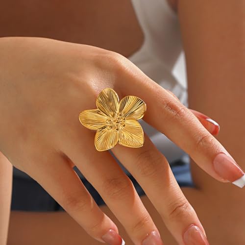 Thumb Rings for Women Chunky Gold Rings for Women Non Tarnish Stainless Steel Adjustable Rings Thumb Silver Ring Wave Curve Ring Dainty Unique Rings - style: 3 - G