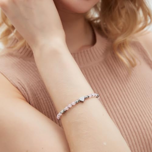 TONY & SANDY Tiny Beaded Bracelets for Women, Sometimes You Forget You're Awesome Gift, Unique Gifts for Women, Mom, Daughter, Wife, Coworker, Best Friend, Bestie, Granddaughter - style: Rose Quartz