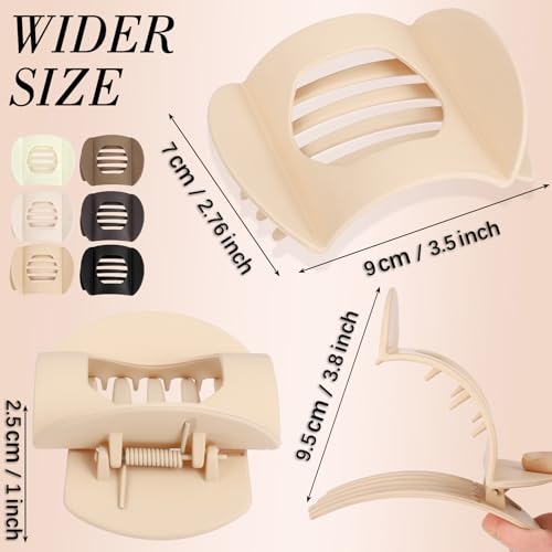Obeoby 6 Pcs Flat Hair Clips for Women, Medium Flat Claw Clips French Hair Barrettes Accessories Hair Claws for Medium Hair Volume Stocking Stuffers - color: Coffee, brown, light pink, black, white
