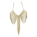 Chran Summer Beach Bra Top Chain Sexy Bikini Accessories Body Chains for Women Golden Necklace Party Jewelry - style: gold