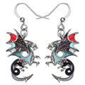 Enamel Alloy Dinosaur Fantasy Dragon Earrings Drop Dangle Unique Animal Jewelry For Women Dragons Gifts - color: Anchor Black