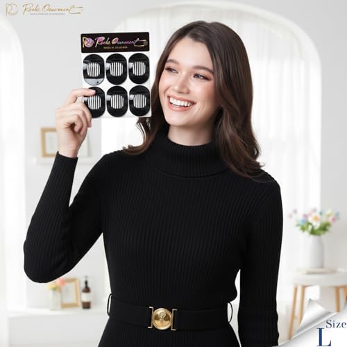 RC ROCHE 6 Pcs Flat Claw Hair Clips for Women Thick Hair French Round Duckbill Square Secure Strong Hold Grip Clamps Barrettes Curved No Slip No Crease Styling Cute Extra Jumbo XL, Large Black - color: (Large) Black