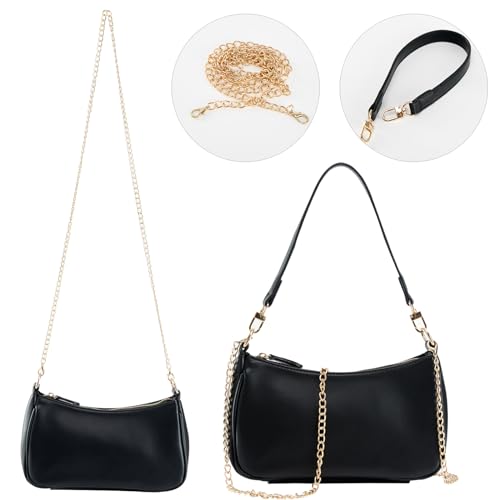 Shoulder Bag for Women with 2 Removable Straps and Zipper Closure Crossbody Bags Clutch Tote HandBags Purses | with 2 Removable Straps - color: Black