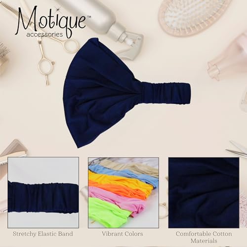 Motique Accessories Wide Cotton Head Band Solid Boho Yoga Style Soft Hairband for Women (Navy Blue) - color: Navy Blue