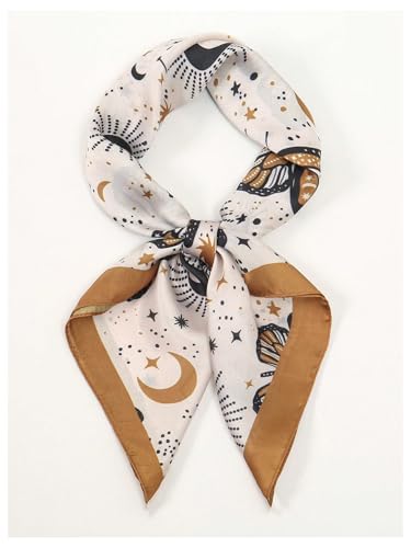 SweatyRocks Women's Printed Satin Hair Scarf Neckerchief Square Scarf Bandanas Head Wraps - color: Multicolor Butterfly