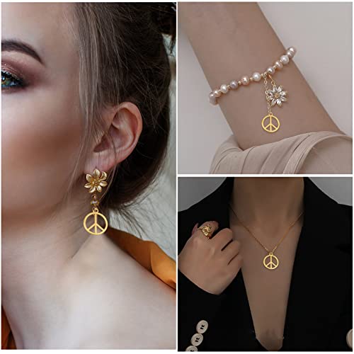 BronaGrand Sign Pendant Charms Alloy Peace Symbol Charms Peace Sign Beads Pendants Jewelry Charms Craft Supplies for DIY Necklace Bracelet Jewelry Making Accessory - color: Golden