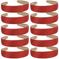 Wecoe 10 Pack Red Headband Women 1 Inch Wide Satin Headbands Non Slip Fashion Plain Head Bands Solid Hair Bands DIY Hair Accessories for Women Girls Diademas Para Mujer - color: Red