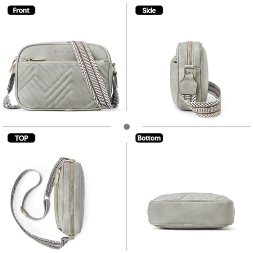 BOSTANTEN Quilted Crossbody Bags for Women Vegan Leather Purses Shoulder Handbags with Wide Strap - color: G02-grey