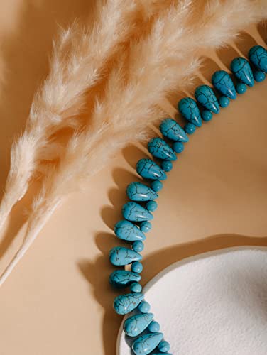 MINACHI Boho Created Turquoise Bead Long Strand Necklace, Bohemian Statement Jewelry Gift for Women - color: S03