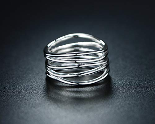 Barzel 18K Gold Plated Statement Ring For Women, Trendy Statement Ring, Sizes 5-10 - Made in Brazil - color: Rhodium