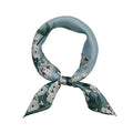 FONYVE 100% Mulberry Silk Scarfs for Women-Lightweight Square Satin Head Scarf-Small Silk Hair Scarf for Sleeping 21"x21" - color: 23 Flowers Blue