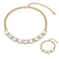 Fashionable Chunky Plated Tennis Rhinestone Statement Necklace Jewelry Set for Women Multicolor gem necklace with Great Sparkle and Shine Design for Women to Easy Match - color: WHITE rhinestone necklace