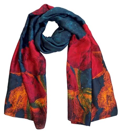 Acotavie Scarfs for Women Dressy Fashion Scarves Long Floral Pattern Scarf Lightweight Sunscreen Shawls - color: C021