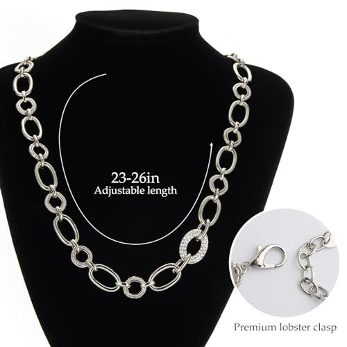 Long Gold Necklaces for Women Dainty Natural Stone Beaded Gold Necklace Mothers Day Gifts Boho Gold Costume Jewelry for Women - color: 01-Silver