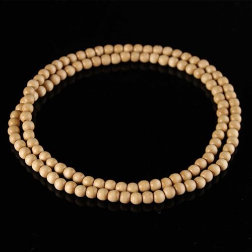 Punk Cool Colorful 8mm Wood Beads Chunky Strand Chunky Necklace Natural Wooden Chain Unisex Hip Hop Handmade African Statement Retro Bohemian Jewelry for Women Men - color: beige