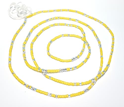 Multicolor Clear Variety Waist Beads, 44-Inch Tie-On Strand - color: Yellow