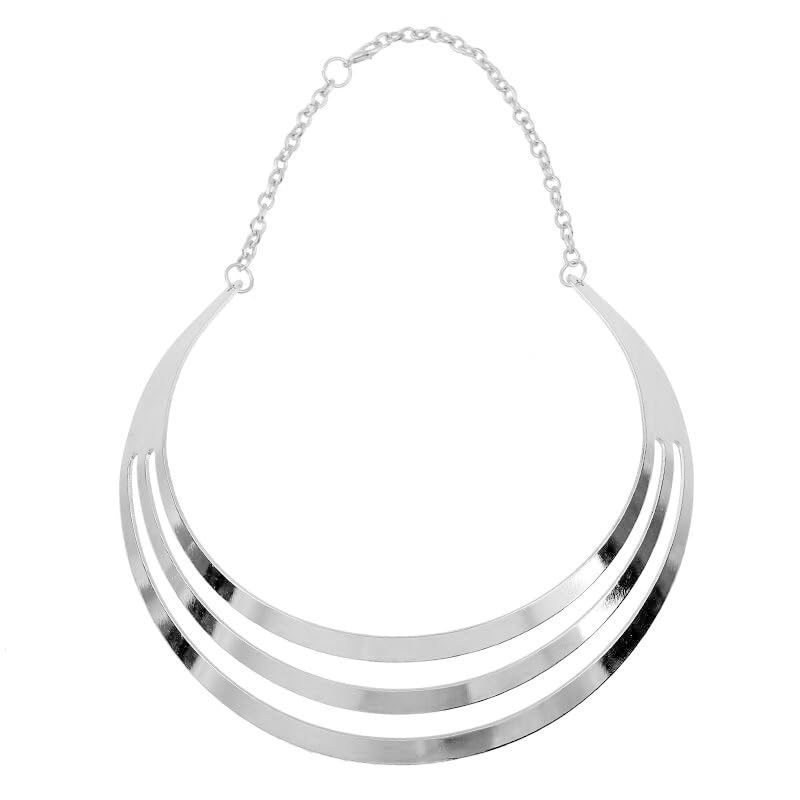 Gold Choker Necklaces for Women Exaggerated Ethnic Big Statement Necklaces African Tribe Wide Metal Choker Jewelry - style: styleB