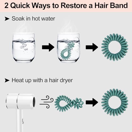 JessLab Spiral Hair Bobbles, Pack of 20 Traceless Telephone Cable Hair Bobbles No Wrinkles Spiral Bracelet Plastic Coil Ponytail Holder No-Damage Headband Hair Accessories for Girls Women Ladies Gift - color: matt