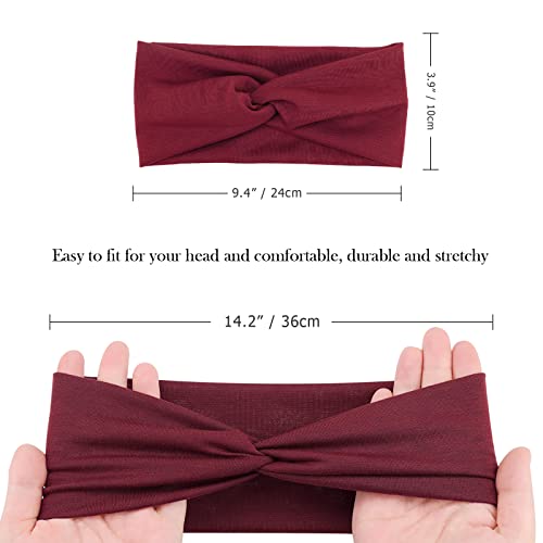 AQOKKA Elastic Knotted Headbands for Women Criss Cross Head Bands for Women's Hair Non Slip Boho Wrap Twisted Hair Accessories - color: 8 Pack Cross Ribbing Wide B