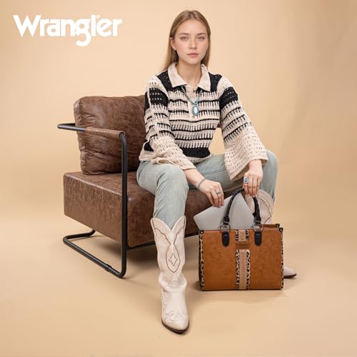 Montana West Wrangler Animal Print Tote Bag for Women Western Purse Boho Top Handle Satchel Handbag - color: Leo Brown