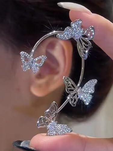 2 PCS Butterfly Ear Cuff Fairy Wing Cuff Wraps Vintage Non-Piercing Fake Earrings for Women Bridal Wedding Party Prom Ball Jewelry Crystal Rhinestone Sparkling - style: Style3