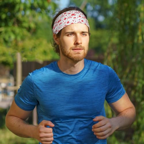 Mushroom Print Headband for Women - Cute Red Mushroom Pattern Headwrap, Sweatband for Yoga, Running, Workout, Daily Wear - color: 23