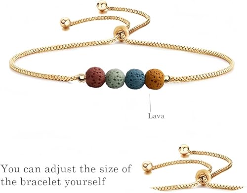 Jardme Essential Oil Diffuser Bracelets, 14K Gold Link Bracelets for Women, Birthday Gifts for Women Mom - color: Chroma Lava