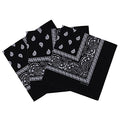 Cotton Bandanas for Men & Women Paisley Cowboy Bandana Handkerchiefs for Hair 22x22 - color: 3pcs Black