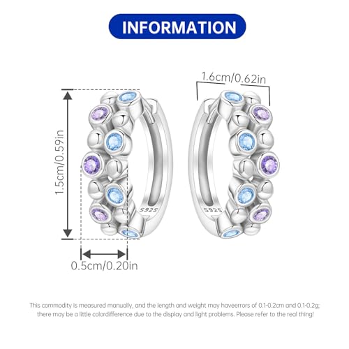 Earrings for Women 925 Sterling Silver Hoop Earring Colorful Cute Fashion Hoop Earrings Graduation Birthday Jewelry Gifts for Women - color: Bubble Earrings