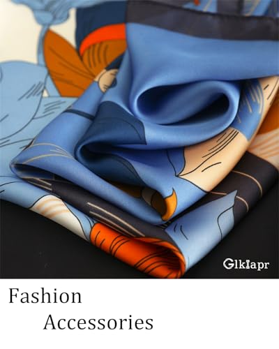 Satin Bandana Headscarf for Women Silky Hair Scarves for Fashion Lightweight - color: 12-blue Magnolia