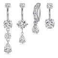 Briana Williams Belly Button Ring Clear CZ Dangle Belly Button Piercing Belly Rings Dangle Belly Button Rings Surgical Steel Teardrop Dangle Belly Button Jewelry for Women Silver Gold - color: D -silver