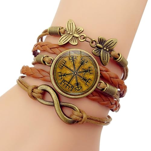 Viking Compass Protect Bracelet for Women Turquoise Charm Bracelets Viking Norse Jewelry for Women - color: C