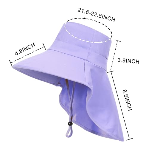 LA CARRIE Women Sun Hats Breathable Wide Brim UV Protection UPF 50+ with Neck Flap Hat for Summer Beach - color: Purple