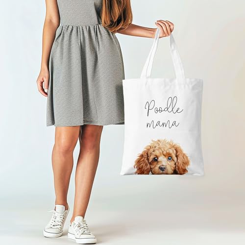 Dog Mama Canvas Tote Bag for Women, Dogs Lover Gift for Dog Mom, Birthday Christmas Cute Rottweiler Gifts For Women. - color: Poodle Mama (014)