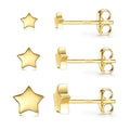 3 Pairs 925 Sterling Silver Star Stud Earrings for Women,Tiny Simple Geometric Stud Earrings Set Small Hypoallergenic Cartilage Tragus Ear Jewellery for Men (3/4/5mm) - color: 02 Gold-3Pairs-3/4/5mm