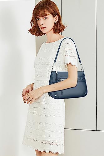Over Earth Soft Genuine Leather Crossbody Bags for Women Medium Shoulder Purses Hobo Handbags with Multi Pockets - color: 03-indigo Blue