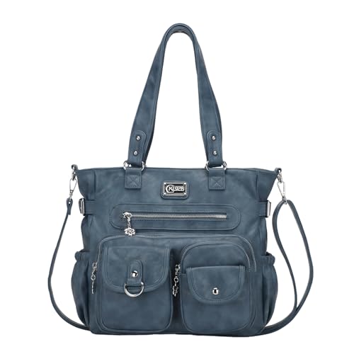 KL928 Large Purses for Women Shoulder Bag Tote Handbags Stylish Vegan Leather Hobo Bags Ladies, A-Black-4 | Large - color: Blue