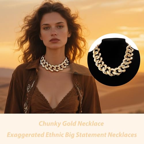choice of all Chunky Gold Necklace Statement Necklace for Women Punk Chain Thick Gold Choker Jewelry Trendy Birthday Gifts - color: B:gold chunky necklace