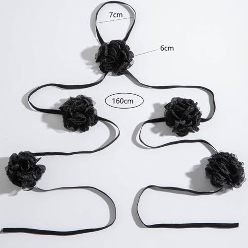 Dainty Black Upper Arm Cuff Bracelet for Women, Gothic Halloween Sexy Lace Harness Armlet Adjustable Upper Arm Chain Bangle Arm Band for Women - color: Black flower