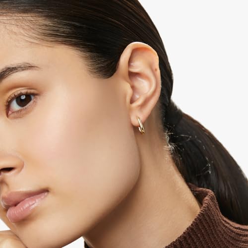 Ana Luisa Rectangle Hoop Earrings - Sterling Silver Base With 14K Gold & Silver Rhodium Plating - Chic, Dainty Mixed Metal Huggie Hoops - Hypoallergenic, Tarnish-Free, and Water-Resistant Hoops - color: Mini-Gold