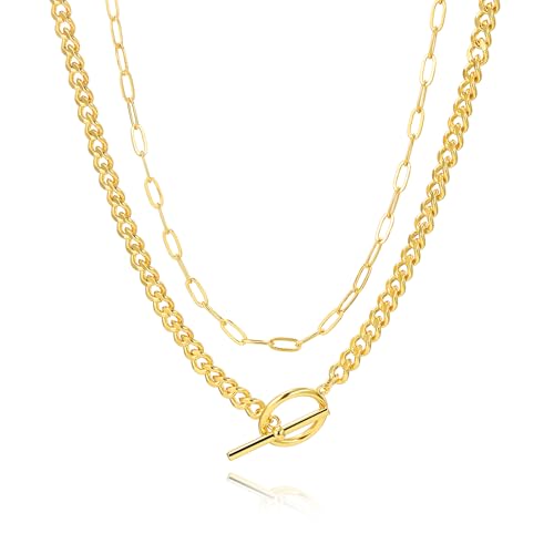 Gold Necklace Stack for Women, Layered Gold Necklaces Set,18K Gold Plated Simple Dainty Gold Chain Choker Necklaces Trendy Jewelry Gifts for Women - color: S04