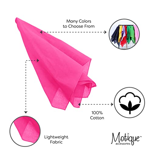 Motique Accessories Solid Color Bandana - Set of 6 Bandannas - color: Hot Pink