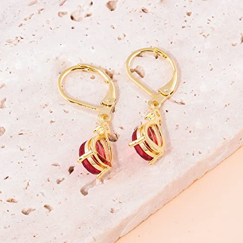 CiNily Teardrop Leverback Dangle Earrings for Women Hypoallergenic 14K Gold Plated Cubic Zircon Drop Earrings Fashion Crystal Earrings for Girls Jewelry Christmas Gifts - color: Red CZ-Gold