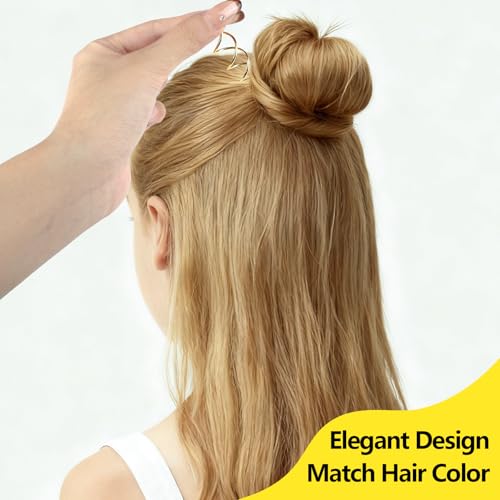 Teenitor 20Pcs Spiral Bobby Pins, Spiral Hair Pins Spin Pins for Hair, Hair Bun Maker, Hair Twist Bobby Pins for Buns Dance Accessories with 10 Hair Ties, Blonde - color: Blonde