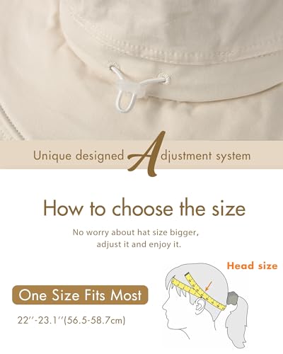 Sun Hats for Women Gardening Hat Wide Brim Ponytail Beach Sun Protection Breathable Cotton Summer Hat with Fold-Up Brim - color: Beige