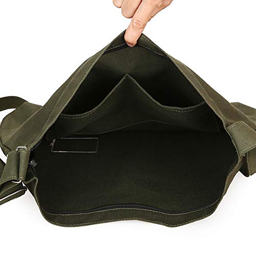 Covelin Women's Retro Large Size Canvas Shoulder Bag Hobo Crossbody Handbag Casual Tote - color: Army Green