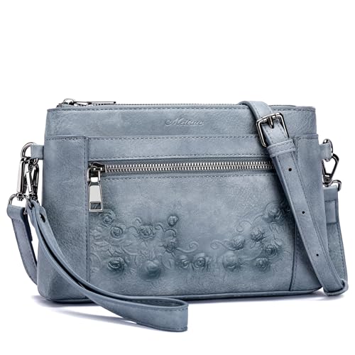 MEITRUE Wristlet Wallet Small Crossbody Bags for Women Clutch Purse Leather Phone Purse with Adjustable & Detachable Strap - color: A2-blue-179