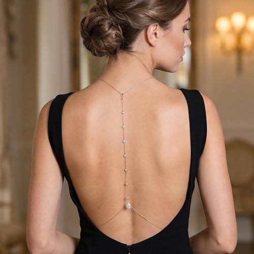 Women's Backdrop Necklace Elegant Bride Body Chain For Women Dainty Back Jewelry Backless Dress Or Wedding Gown Adjustable Women Accessory
